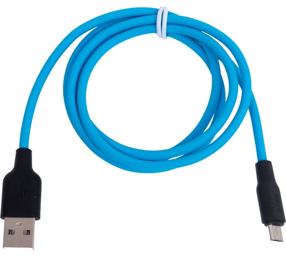 Кабель Hoco Usb x21 plus silicone microusb, 2.4а, 1м, силикон (синий/черный) 0L-00053833