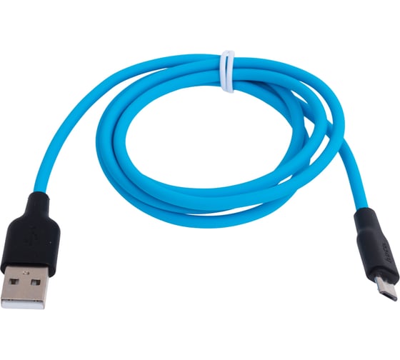 Кабель Hoco Usb x21 plus silicone microusb, 2.4а, 1м, силикон (синий/черный) 0L-00053833