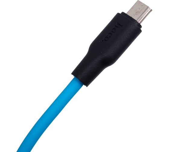 Кабель Hoco Usb x21 plus silicone microusb, 2.4а, 1м, силикон (синий/черный) 0L-00053833