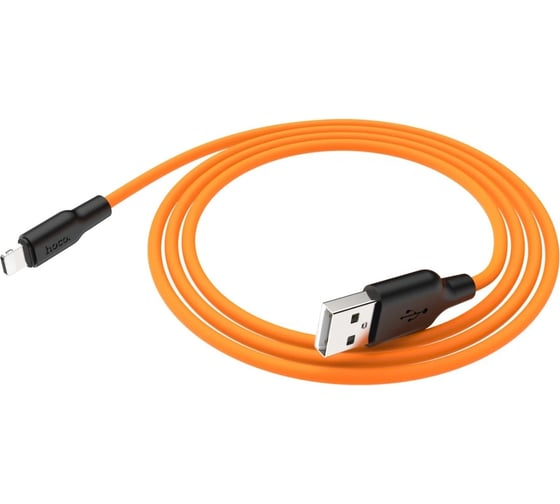 Кабель Hoco Usb x21 plus silicone lightning 8-pin, 2.4а, 1м, силикон (оранжевый/черный) 0L-00053832 1