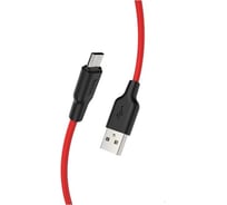 Кабель Hoco Usb x21 plus silicone microusb, 2.4а, 1м, силикон (красный/черный) 0L-00048587