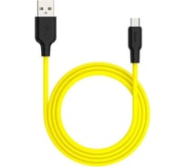 Кабель Hoco Usb x21 plus silicone microusb, 2.4а, 1м, силикон (желтый/черный) 0L-00053834