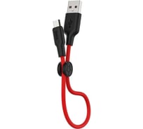 Кабель Hoco Usb x21 plus silicone microusb, 2.4а, 0.25м, силикон (красный/черный) 0L-00053827