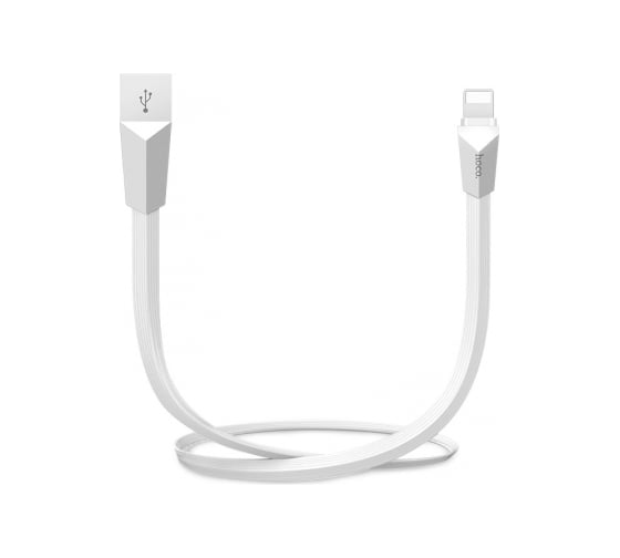 Кабель Hoco Usb x4 zinc alloy rhombus lightning 8-pin, 2.4а, 1.2м, tpe (белый) 0L-00037537