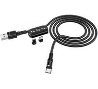 Usb кабель Hoco u98 sunway lightning 8-pin/microusb/type-c, 2.4а, магнитный, 3в1, 1.2м, нейлон (черн 0L-00050610