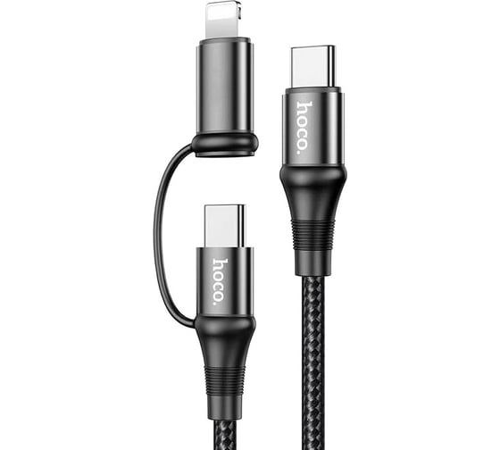 Кабель Usb-c Hoco x50 exquisito lightning 8-pin/type-c, 3а, pd60w, 2в1, 1м, нейлон (черный) 0L-00049859