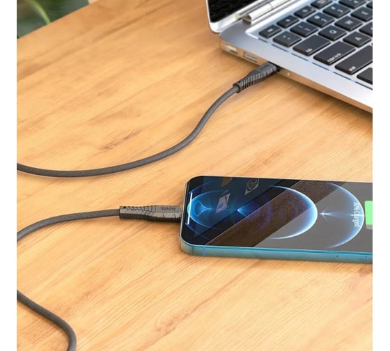 Кабель Usb-c Hoco x67 nano lightning 8-pin, 3а, pd 20w, 1м, силикон (черный) 0L-00053815