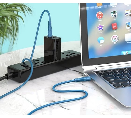 Кабель Usb-c Hoco x67 nano type-c, 3а, pd 60w, 1м, силикон (синий) 0L-00053820