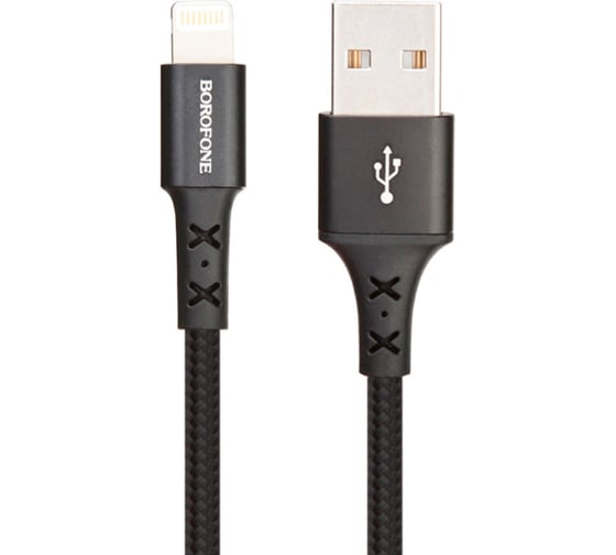 Usb кабель Borofone bx20 enjoy lightning 8-pin, 1м, нейлон, черный 0L-00043141