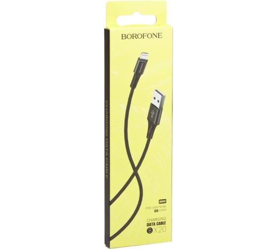 Usb кабель Borofone bx20 enjoy lightning 8-pin, 1м, нейлон, черный 0L-00043141