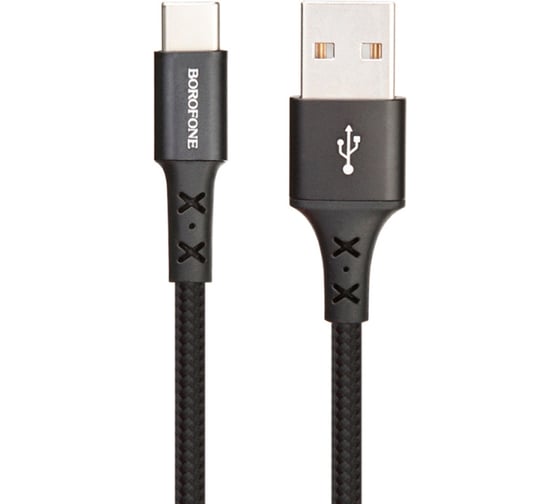 Usb кабель Borofone bx20 enjoy type-c, 1м, нейлон, черный 0L-00043143 1