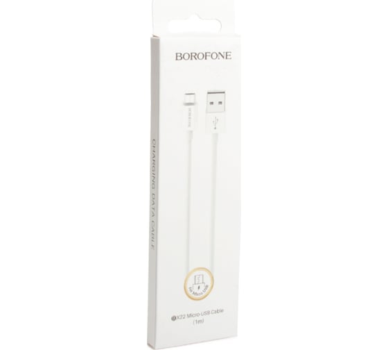 Usb кабель Borofone bx22 bloom microusb, 1м, 2.4a, pvc, белый 0L-00044323