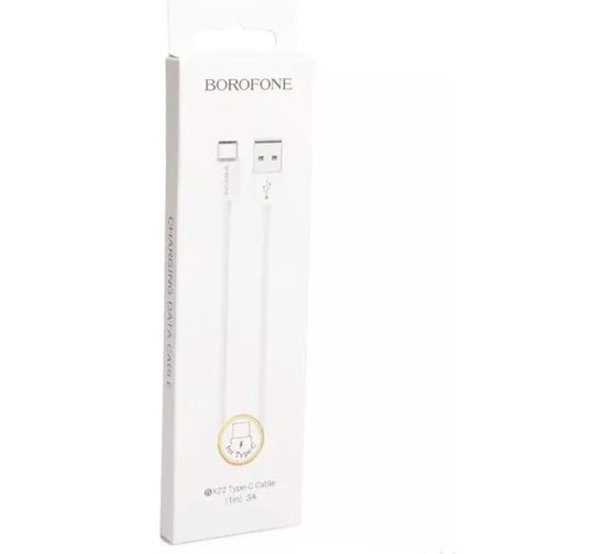 Usb кабель Borofone bx22 bloom type-c, 1м, 3a, pvc, белый 0L-00044324 1