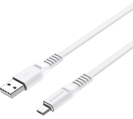 Usb кабель Borofone bx23 wide power micro usb, 1м, 2.4a, pvc, белый 0L-00050571 1