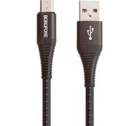 Usb кабель Borofone bx29 endurant microusb, 1м, 2.4a, нейлон, черный 0L-00044320