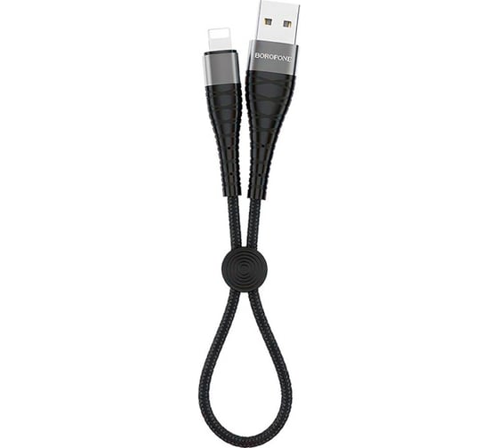 Usb кабель Borofone bx32 munificent lightning 8-pin, 0.25м, 2.4a, нейлон, черный 0L-MG-WF841 1