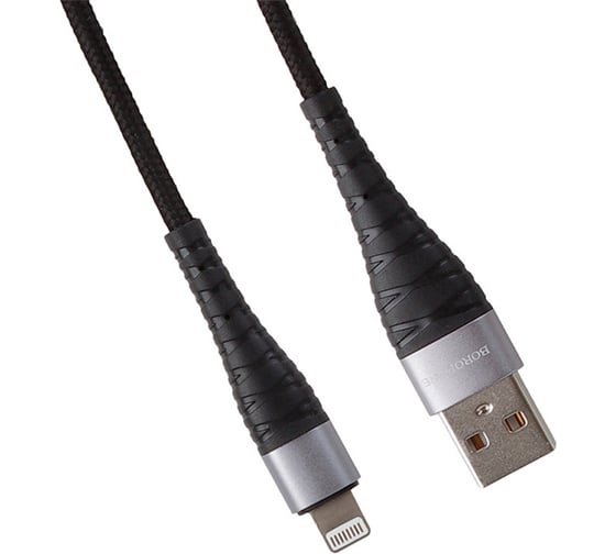 Usb кабель Borofone bx32 munificent lightning 8-pin, 1м, 2.4a, нейлон, черный 0L-00048805