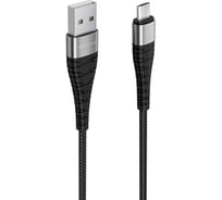 Usb кабель Borofone bx32 munificent micro usb, 1м, 2.4a, нейлон, черный 0L-00048807