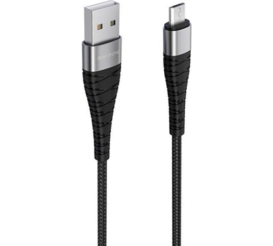 Usb кабель Borofone bx32 munificent micro usb, 1м, 2.4a, нейлон, черный 0L-00048807 1