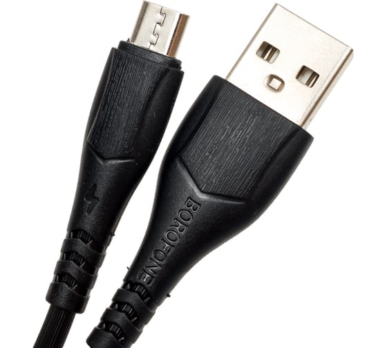Usb кабель Borofone bx37 wieldy microusb, 1м, 2.4a, pvc, черный 0L-00049905