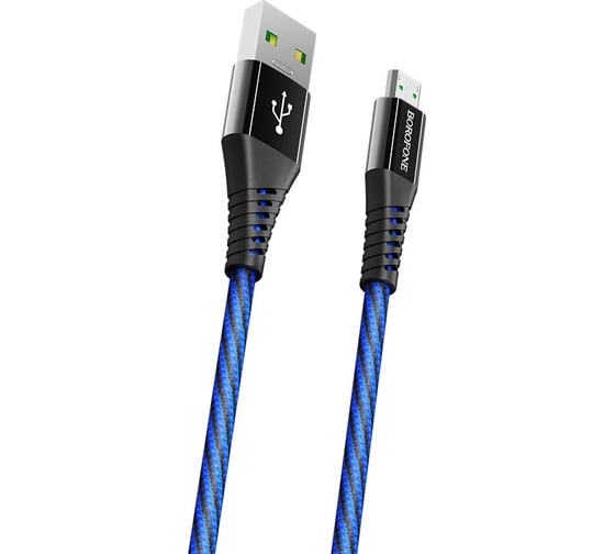 USB кабель Borofone bu13 craft microusb, 1.2м, 4a, нейлон (черный) 0L-00048562 1