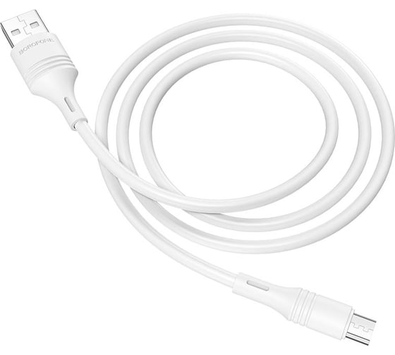 USB кабель Borofone bx43 cooljoy microusb, 1м, 2.4a, pvc (белый) 0L-MG-WF839