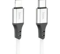Usb-c кабель Hoco x86 spear lightning 8-pin, 3а, pd20w, 1м, силикон (белый) 0L-00057057