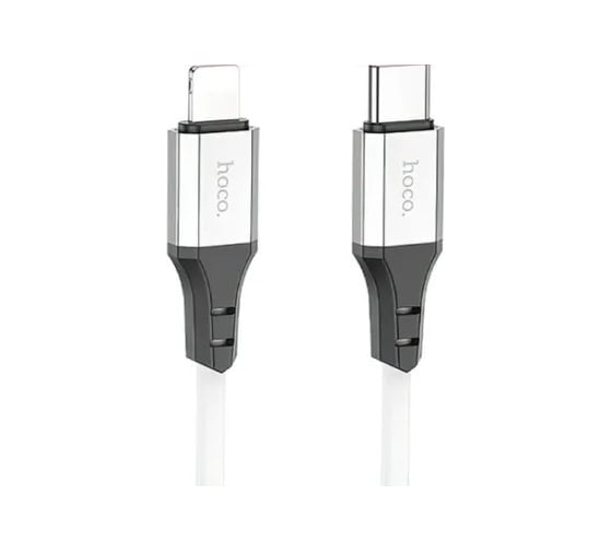 Usb-c кабель Hoco x86 spear lightning 8-pin, 3а, pd20w, 1м, силикон (белый) 0L-00057057
