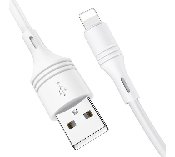 USB кабель Borofone bx43 cooljoy lightning 8-pin, 1м, 2.4a, pvc (белый) 0L-MG-WF838