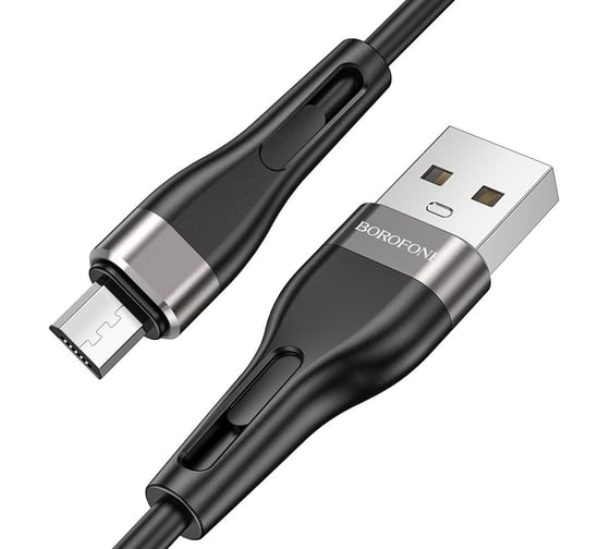 USB кабель Borofone bx46 rush microusb, 1м, 2.4a, силикон (черный) 0L-00050237