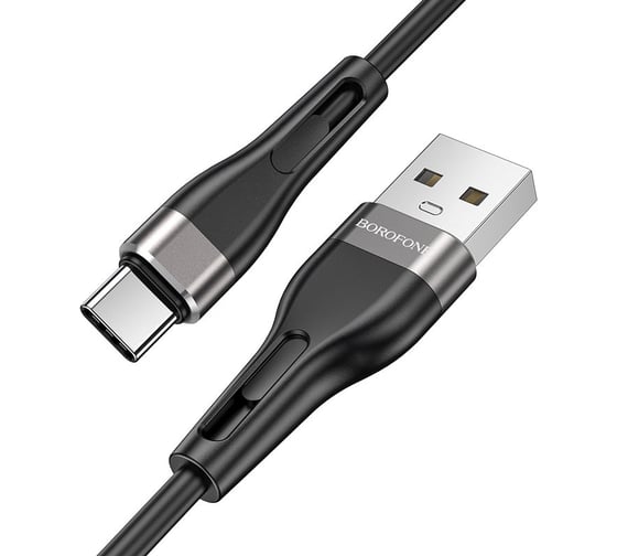 USB кабель Borofone bx46 rush type-c, 1м, 3a, силикон (черный) 0L-00050238 1
