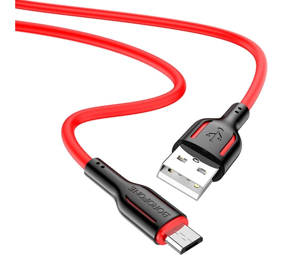 USB кабель Borofone bx63 charming microusb, 1м, 2.4a, силикон (красный) 0L-00053159