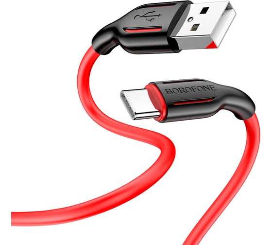 USB кабель Borofone bx63 charming type-c, 1м, 3a, силикон (красный) 0L-00053160 1