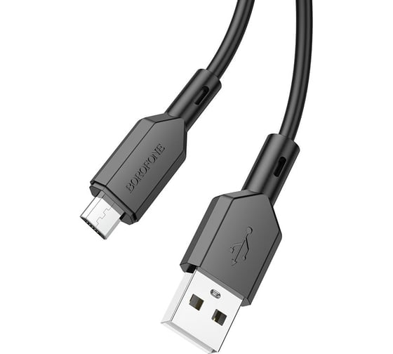 USB кабель Borofone bx70 microusb, 2.4a, 1м, pvc (черный) 0L-00055155 1