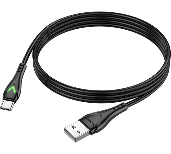 USB кабель Borofone bx65 bright type-c, 1м, 3a, tpe, led (черный) 0L-00054449 1