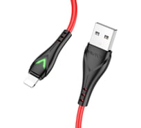 USB кабель Borofone bx65 bright lightning 8-pin, 1м, 2.4a, tpe, led (красный) 0L-00054446