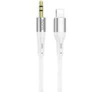 Аудиокабель Hoco upa22 dc3,5mm - lightning 8-pin, 1м, силикон (белый) 0L-00058905