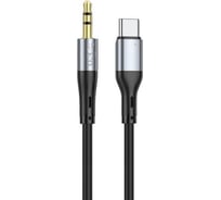 Аудиокабель Hoco upa22 dc3,5mm - type-c, 1м, силикон (черный) 0L-00058906