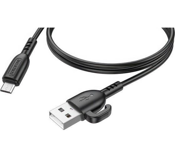 USB кабель Borofone bx91 symbol microusb, 2,4а, 1м, abs (черный) 0L-00057824 1