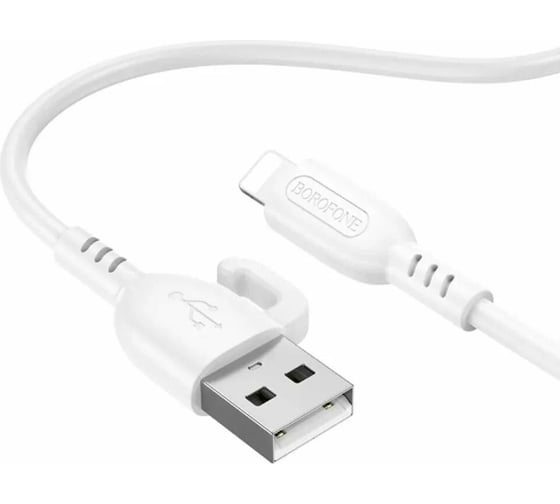 USB кабель Borofone bx91 symbol lightning 8-pin, 2,4а, 1м, abs (белый) 0L-00057823 1