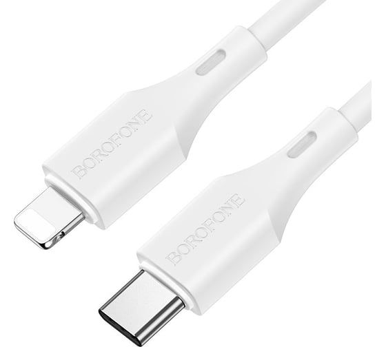 USB-C кабель Borofone bx49 cool lightning 8-pin, 1м, 3a/20w, pd, pvc (белый) 0L-00049990 1