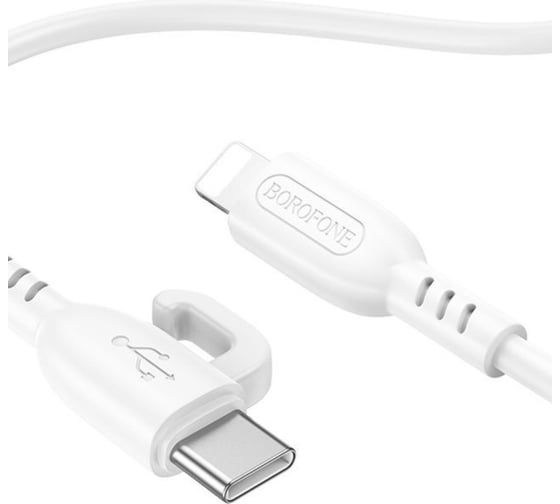 USB-C кабель Borofone bx91 symbol lightning 8-pin, 3а, pd20w, 1м, abs (белый) 0L-00057821 1