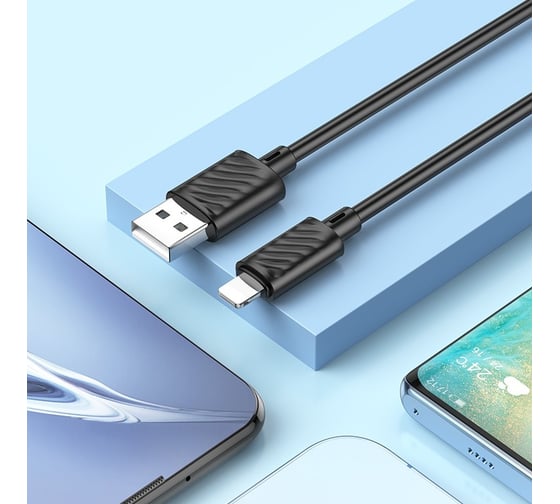 Кабель Usb Hoco x88 gratified lightning 8-pin, 2.4а, 1м, tpu (черный) 0L-00056440