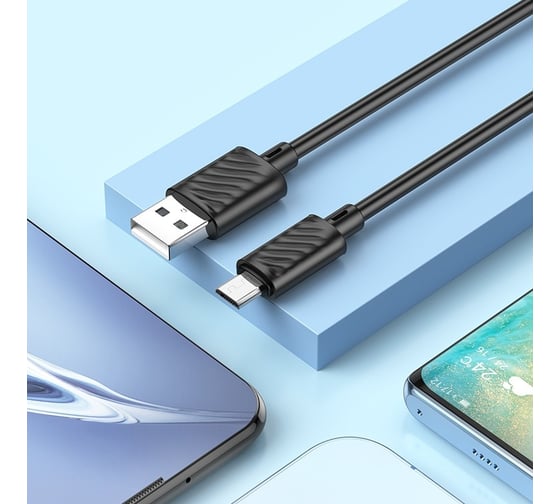 Кабель Usb Hoco x88 gratified microusb, 2.4а, 1м, tpu (черный) 0L-00056442