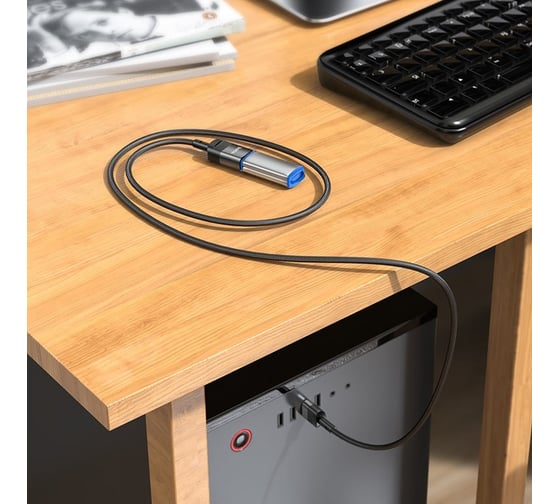 Usb удлинитель Hoco u107 usb(f), usb 3.0, 1.2м, нейлон (черный) 0L-00054466