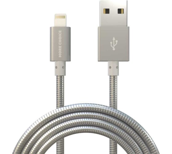 Дата-кабель More Choice USB 2.1A для Lightning 8-pin металл 1м K31i Silver 1