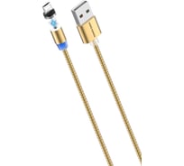 Дата-кабель More Choice Smart USB 3.0A для micro USB Magnetic нейлон 1м K61Sm Gold