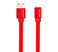 Дата-кабель More Choice USB 2.1A для Lightning 8-pin плоский нейлон 1м K20i Red