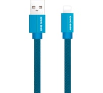 Дата-кабель More Choice USB 2.1A для Lightning 8-pin плоский нейлон 1м K20i Blue