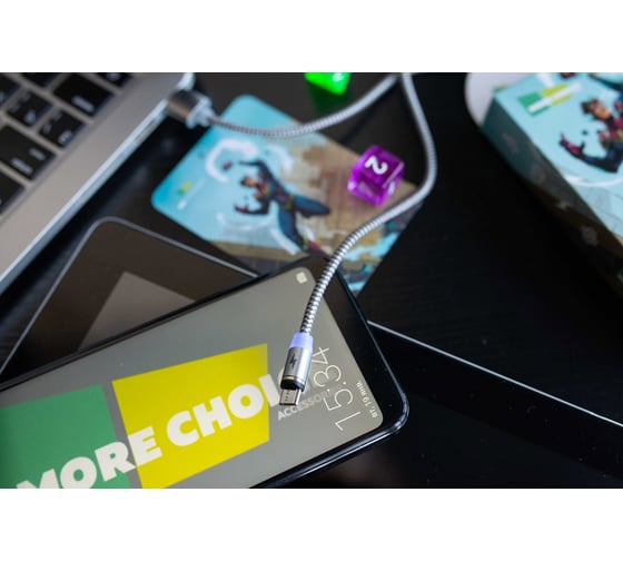 Дата-кабель More Choice Smart USB 3.0A для micro USB Magnetic нейлон 1м K61Sm Dark Grey
